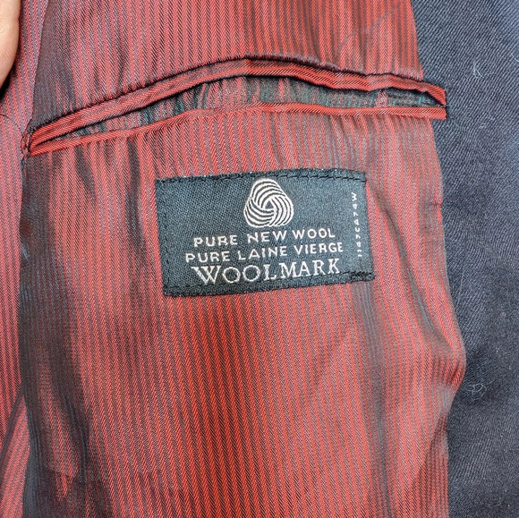 Hyde Park for Moores Dark  Navy Two Button Blazer Men 46 Long Tall Gold Detail - Picture 4 of 13